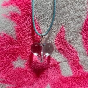 Adjustable Blue Cord Heart Necklace